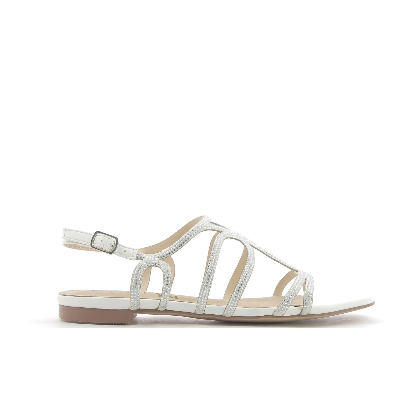 Sandali bassi bianchi con strass