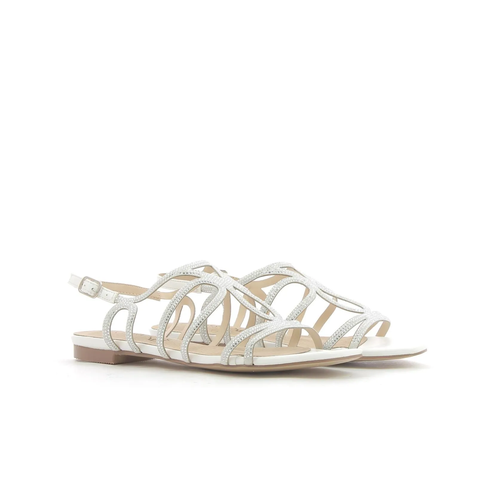 Sandali bassi bianchi con strass