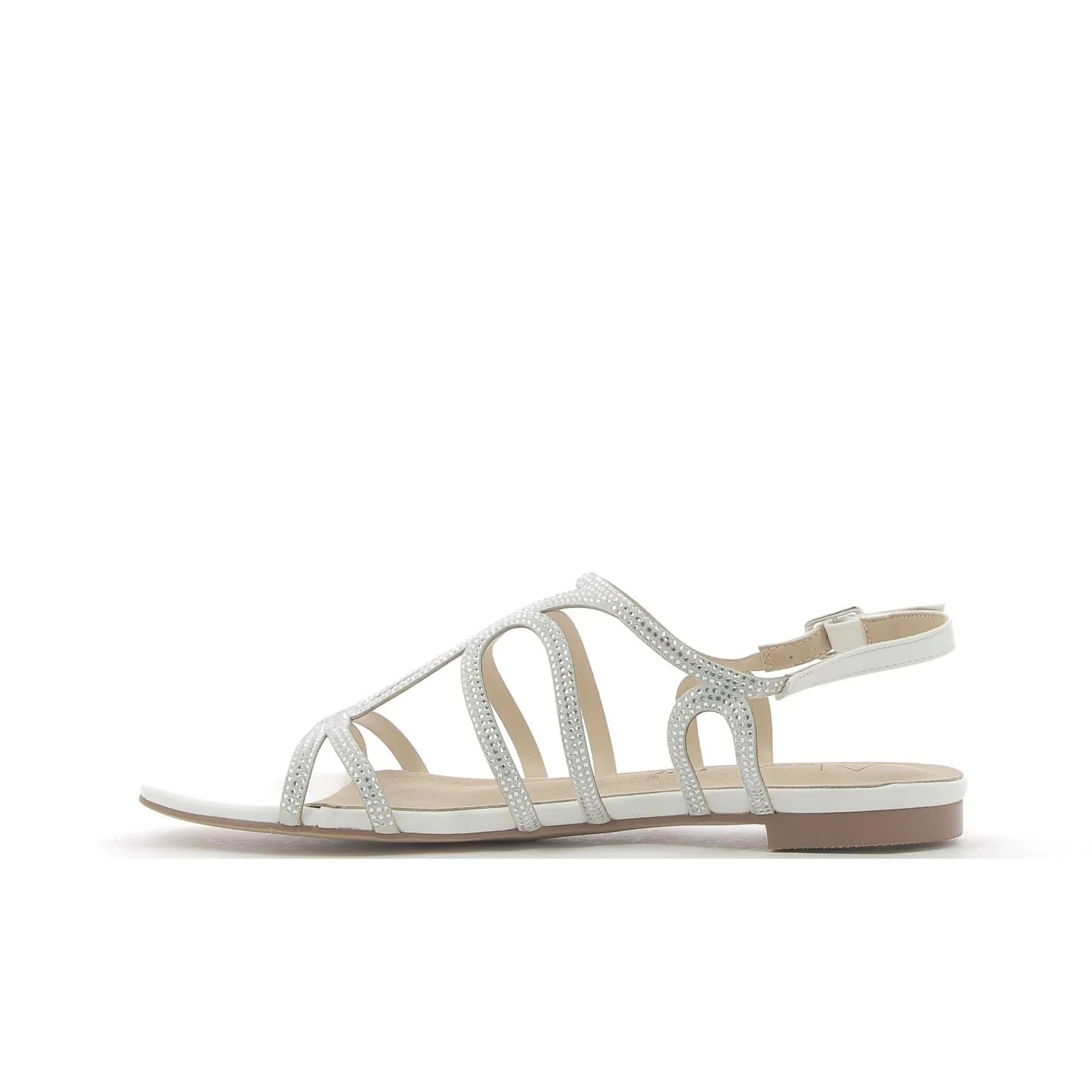 Sandali bassi bianchi con strass