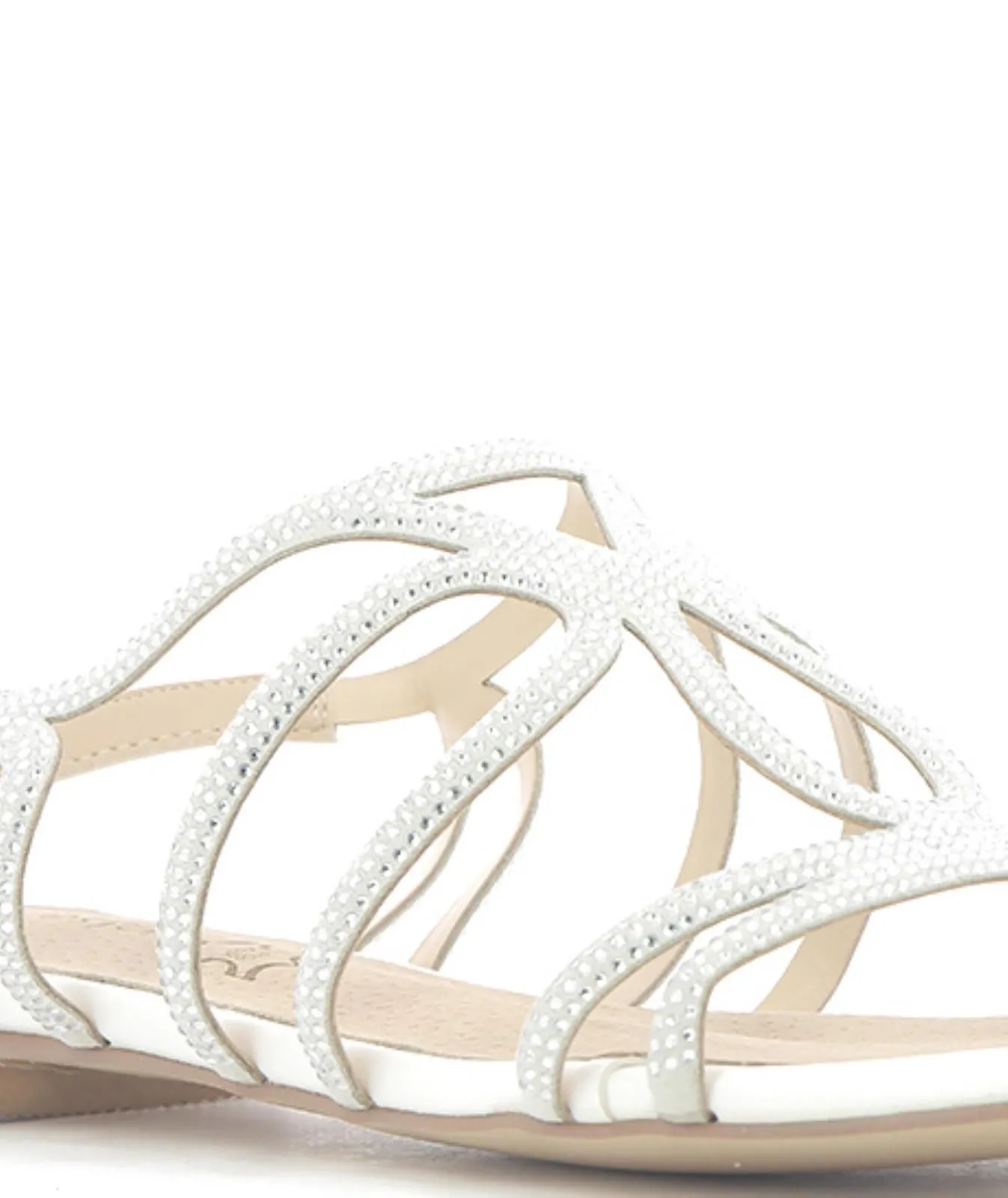 Sandali bassi bianchi con strass