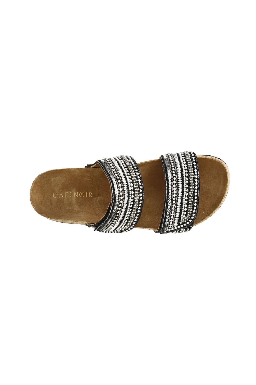 sandali bassi modello ciabatta in sughero e strass degradè multi nero