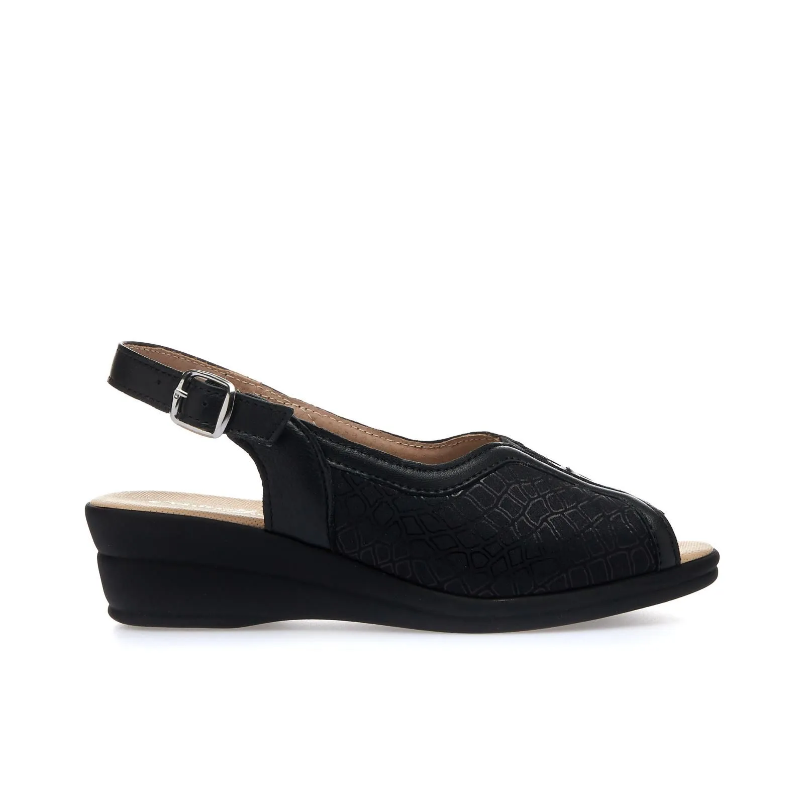 Sandali comfort neri con zeppa
