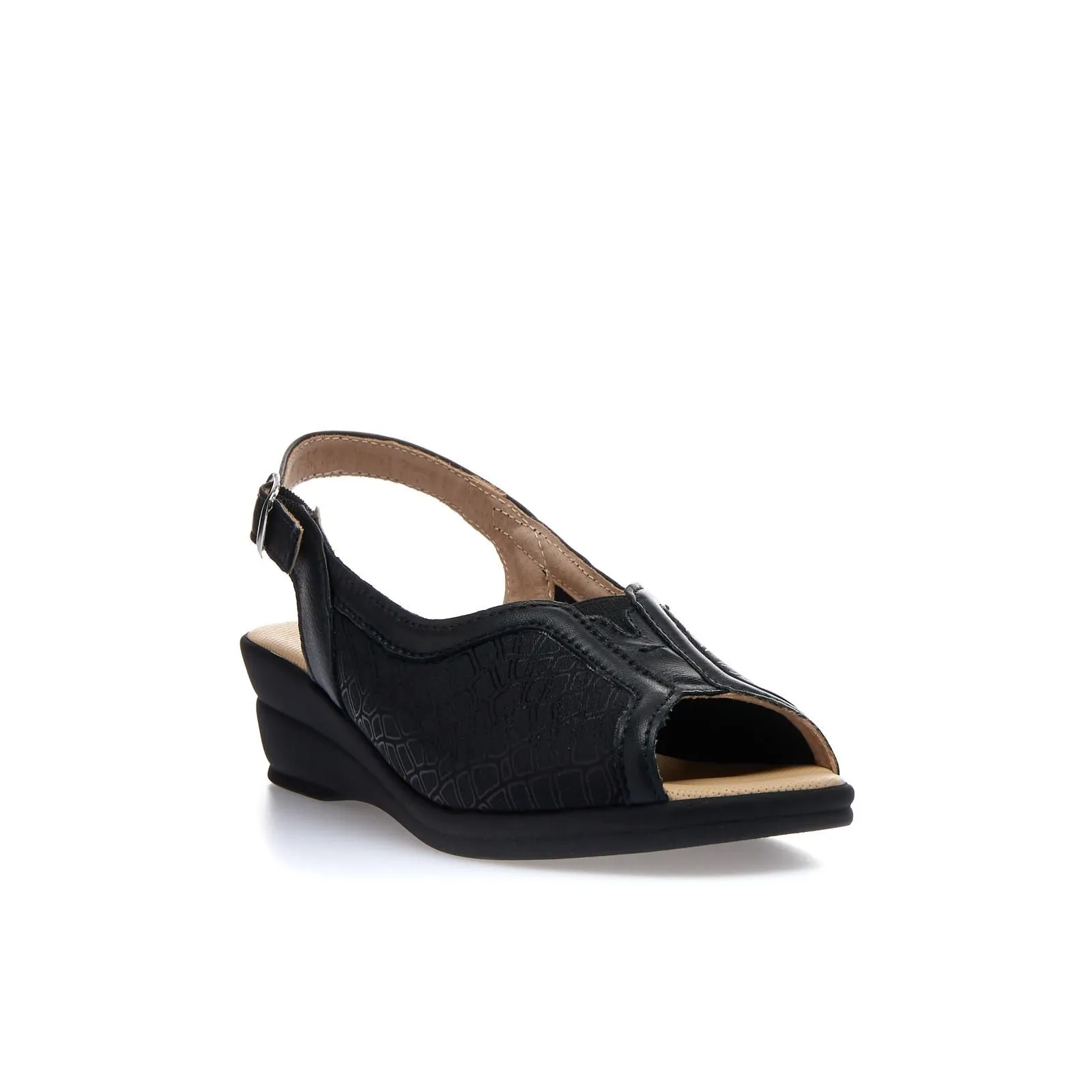 Sandali comfort neri con zeppa