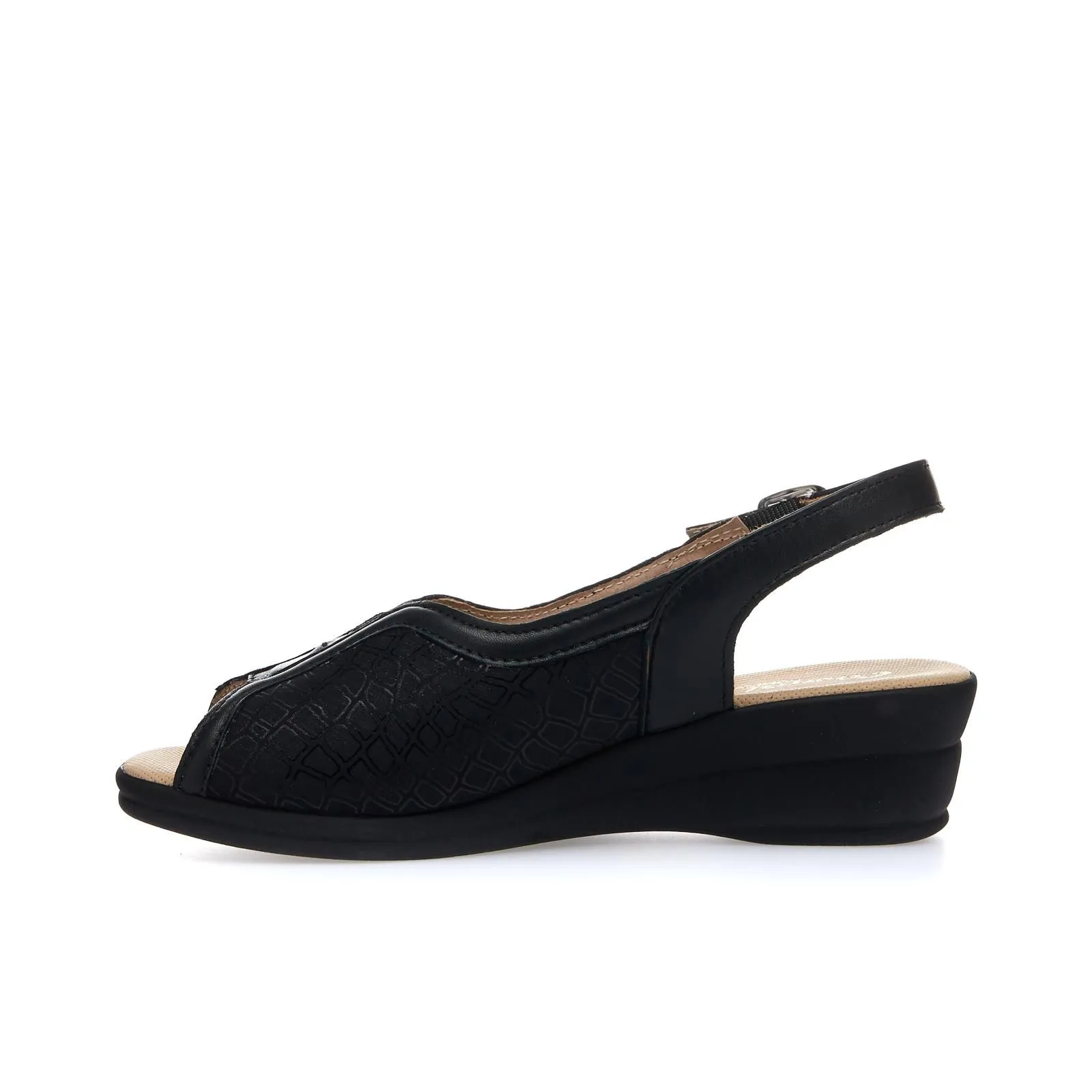 Sandali comfort neri con zeppa
