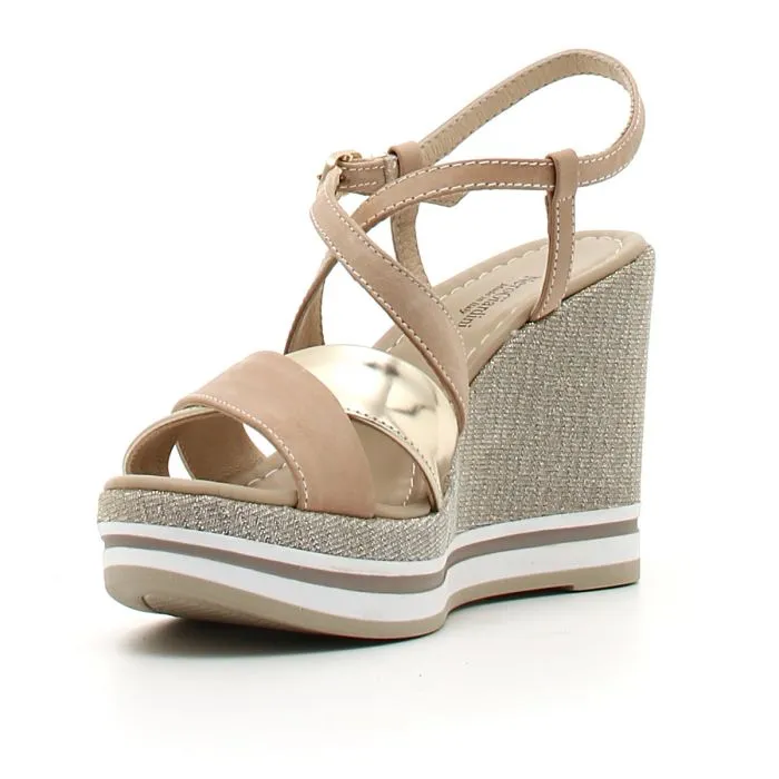 SANDALI CON ZEPPA IN PELLE