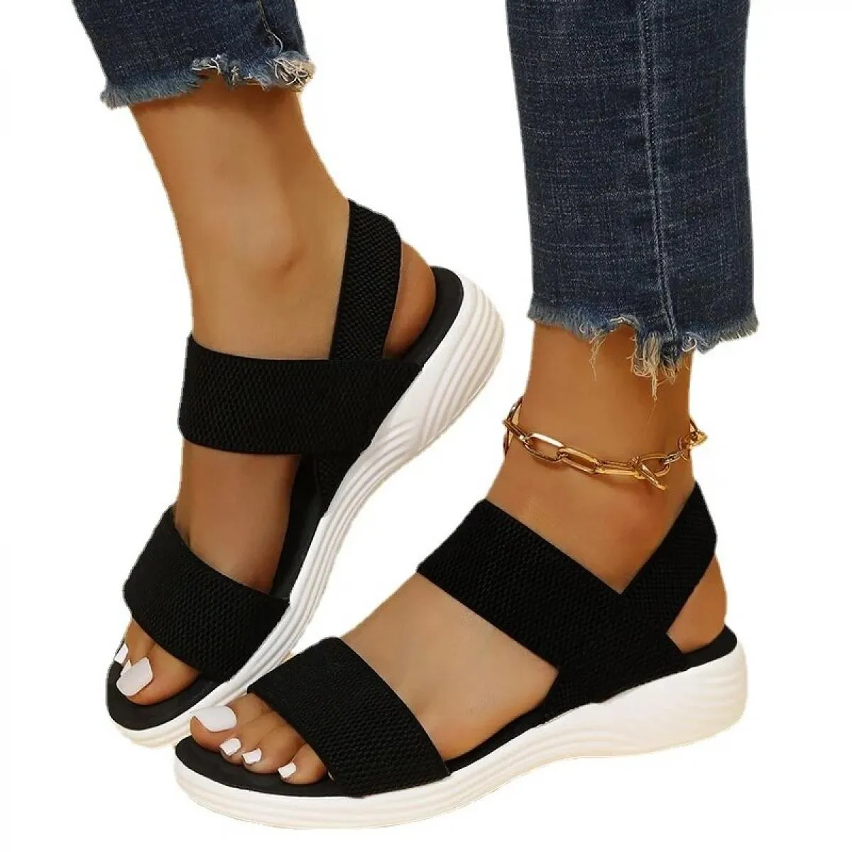 Sandali da donna Scarpe con zeppa alla moda per donna Sandali con plateau firmati Sandali da spiaggia per donna all'aperto Nuova