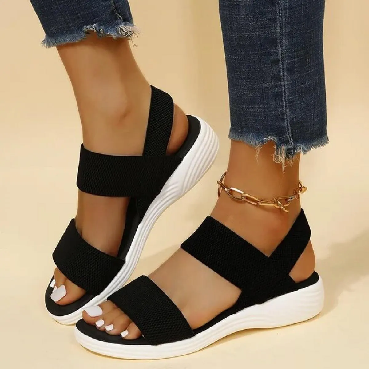 Sandali da donna Scarpe con zeppa alla moda per donna Sandali con plateau firmati Sandali da spiaggia per donna all'aperto Nuova