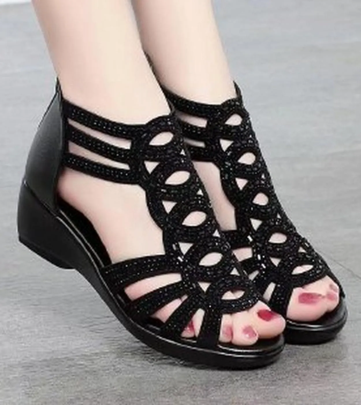 Sandali Donna 2022 Estate Tacco Grosso Scarpe Mamma Moda Capispalla Sandali da donna Scarpe con zeppa da donna Sandali da donna