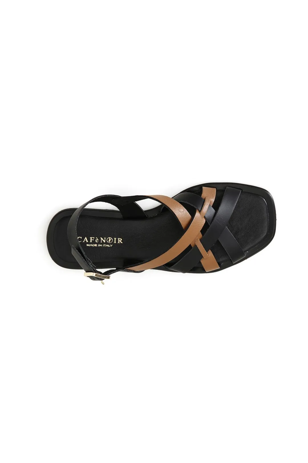 sandali doppio incrocio in pelle bicolor multi nero