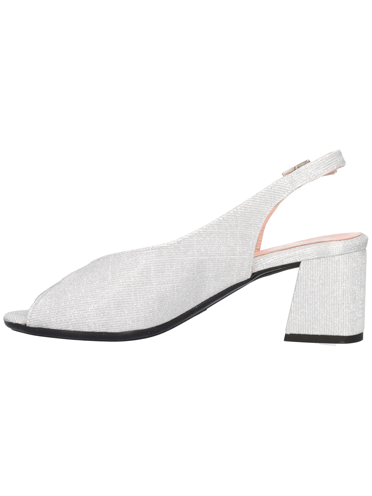 Sandalo tacco largo Confort da donna argento glitter