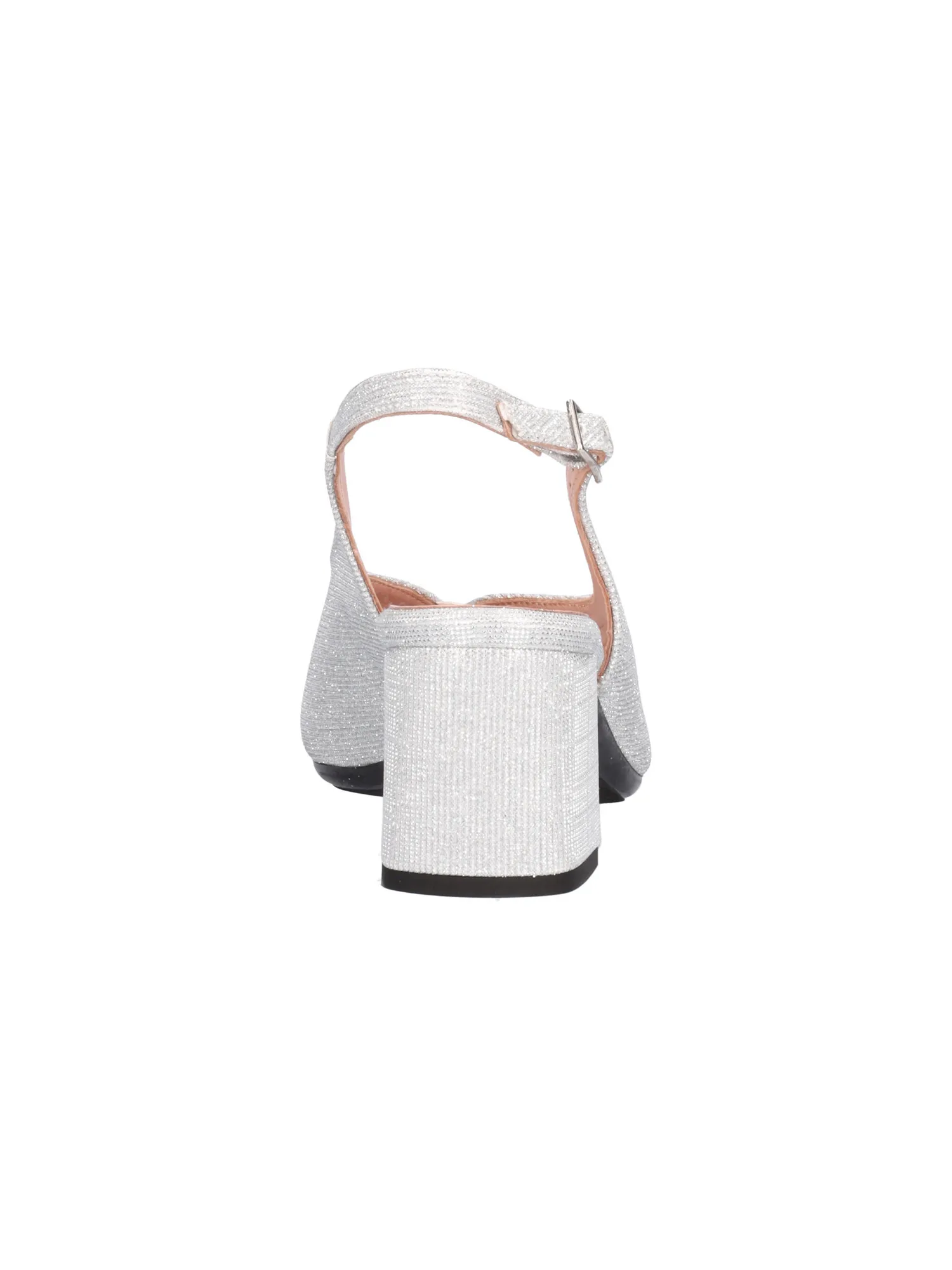 Sandalo tacco largo Confort da donna argento glitter