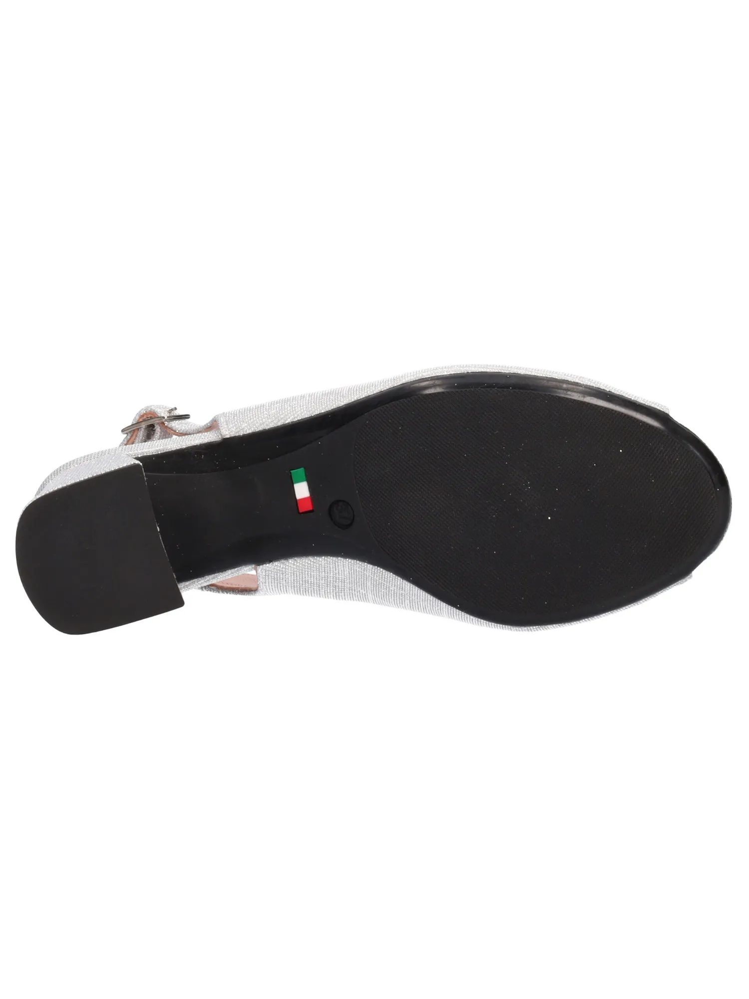 Sandalo tacco largo Confort da donna argento glitter