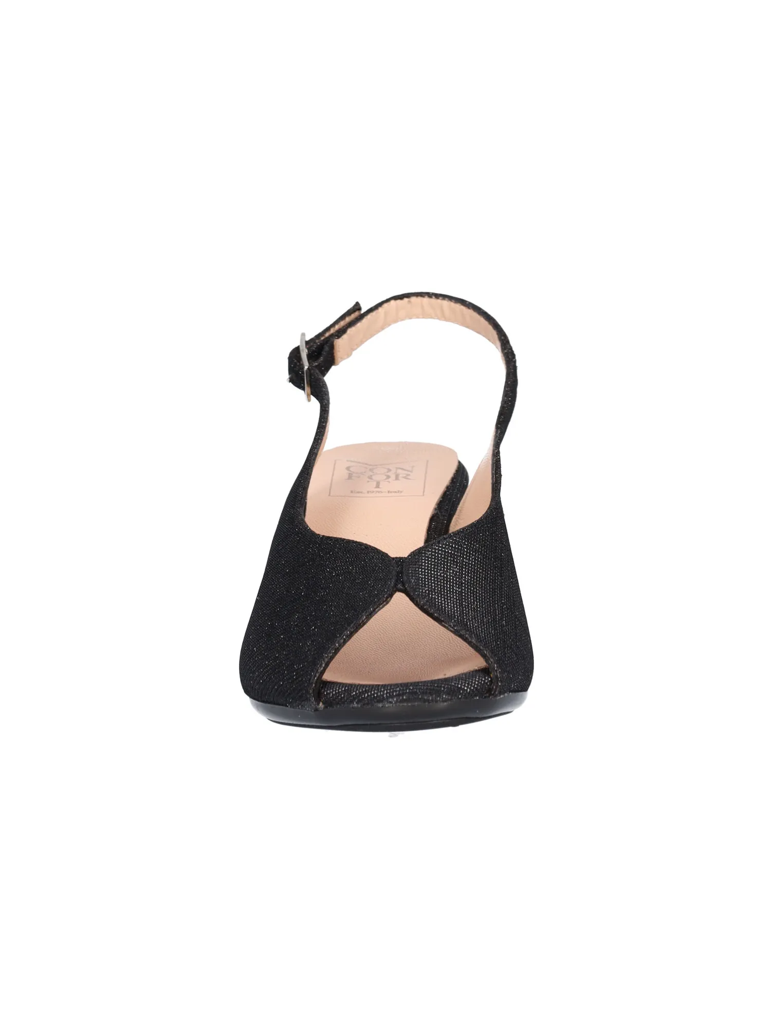 Sandalo tacco largo Confort da donna nero glitter