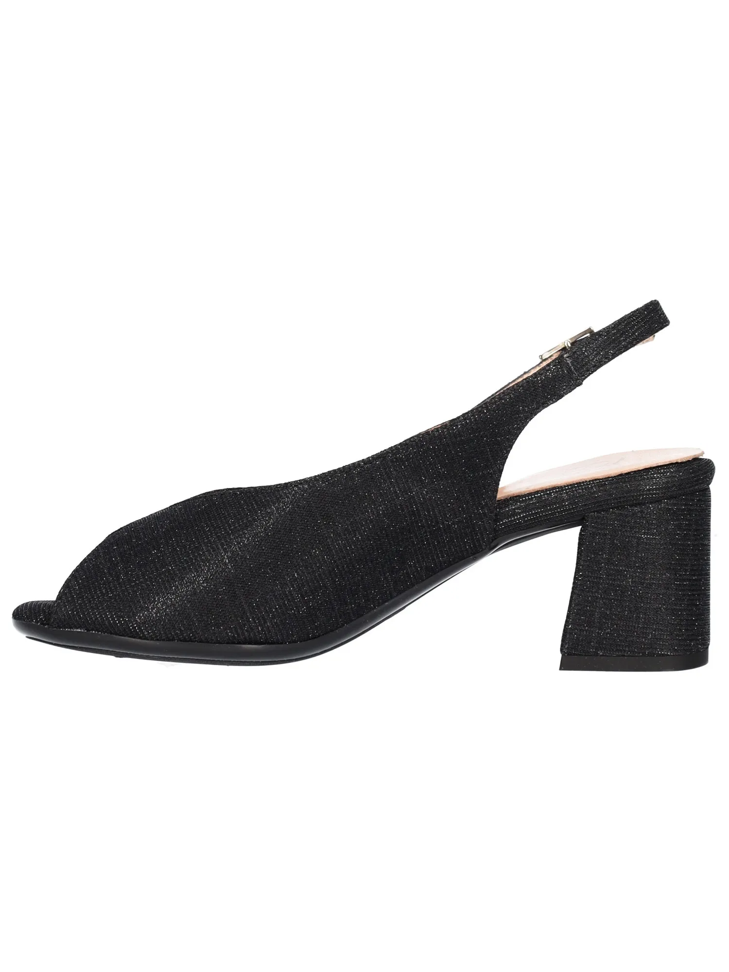 Sandalo tacco largo Confort da donna nero glitter