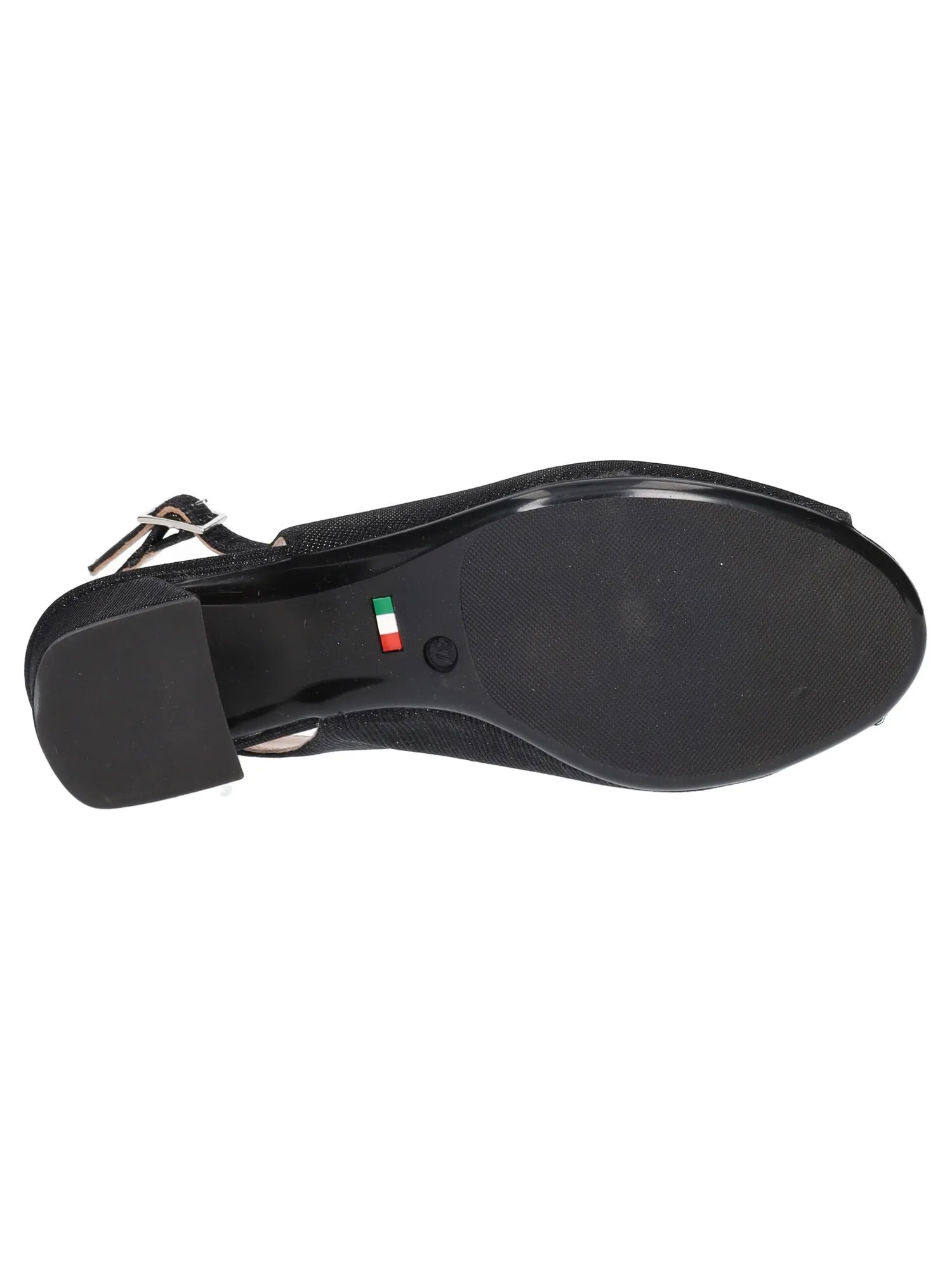 Sandalo tacco largo Confort da donna nero glitter