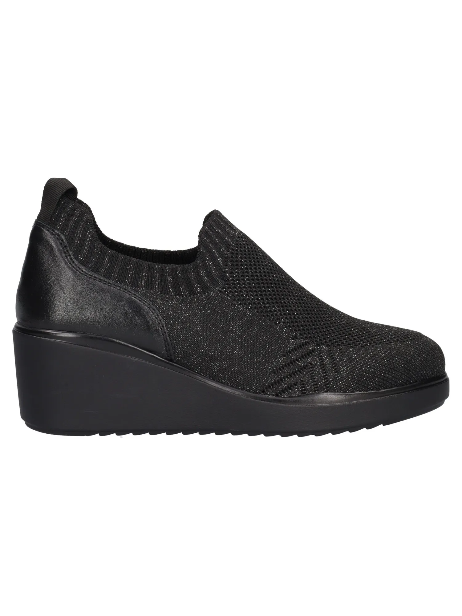 Scarpa casual con zeppa Melluso Walk da donna nera glitter