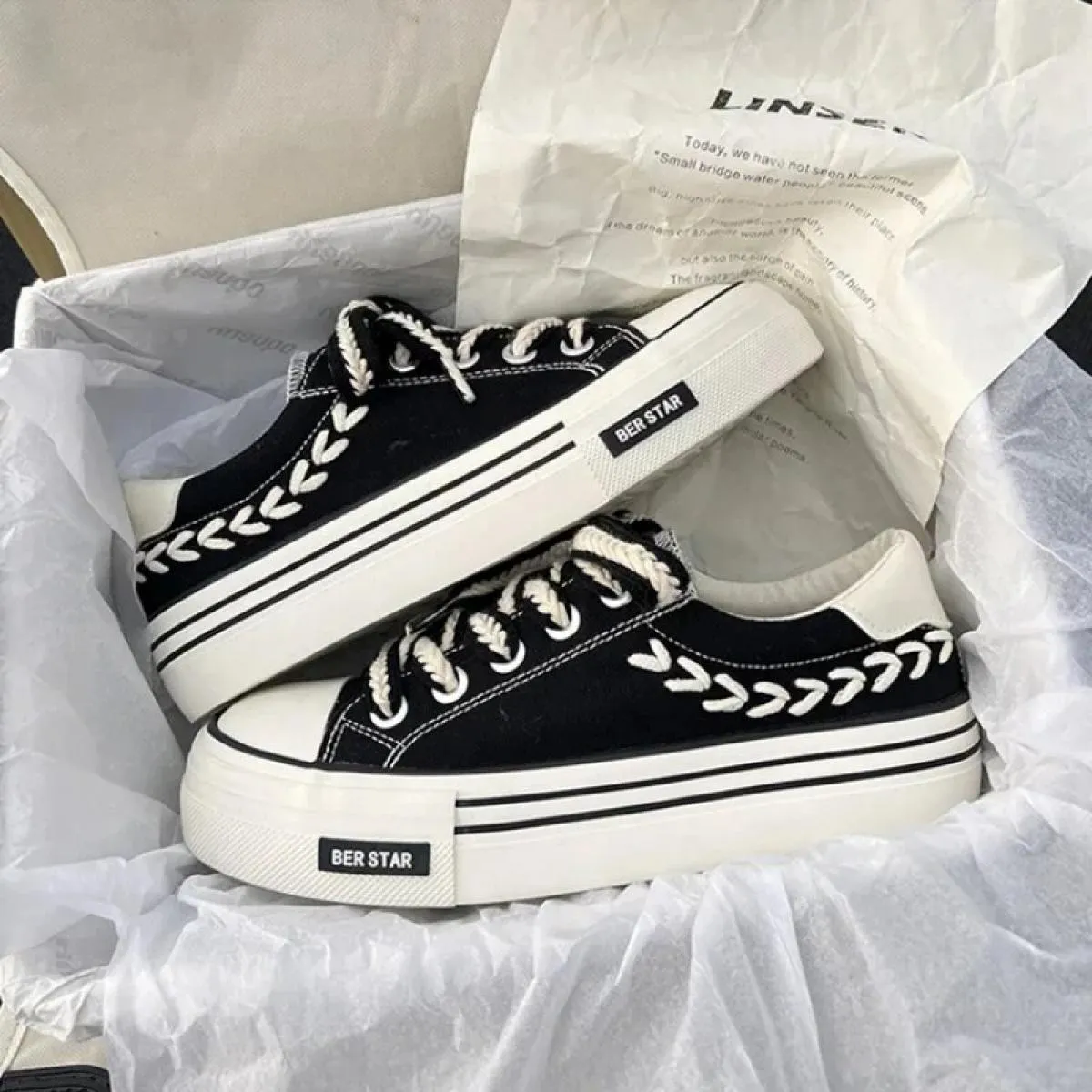 Scarpe da donna con plateau in tela Scarpe da ginnastica robuste con altezza crescente per ragazze giovanili Scarpe da ginnastic