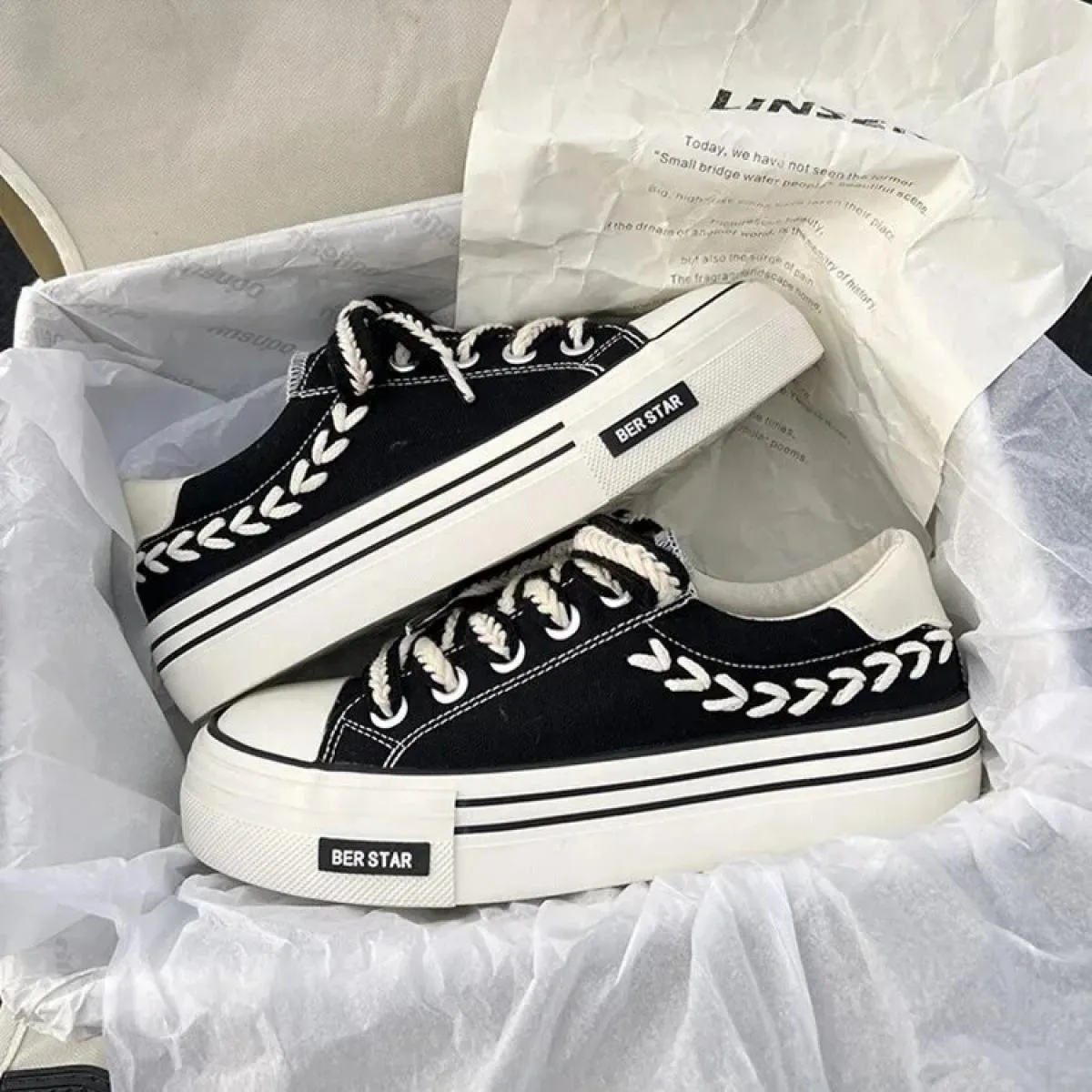 Scarpe da donna con plateau in tela Scarpe da ginnastica robuste con altezza crescente per ragazze giovanili Scarpe da ginnastic