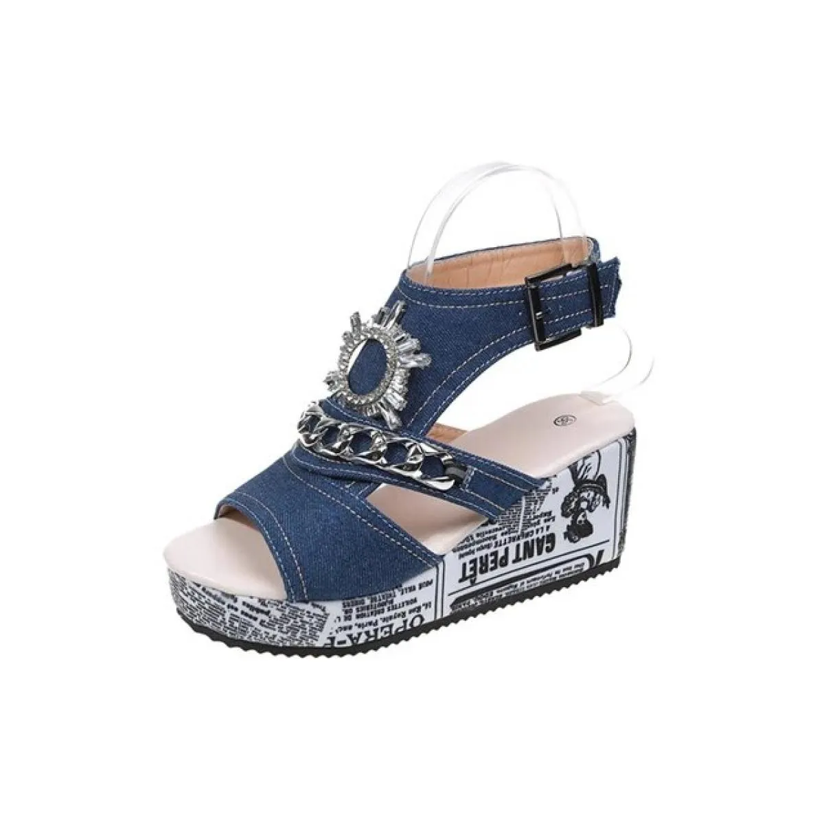 Scarpe da donna in vendita 2023 sandali da donna con fibbia di alta qualità estate strass catena scarpe con zeppa piattaforma da