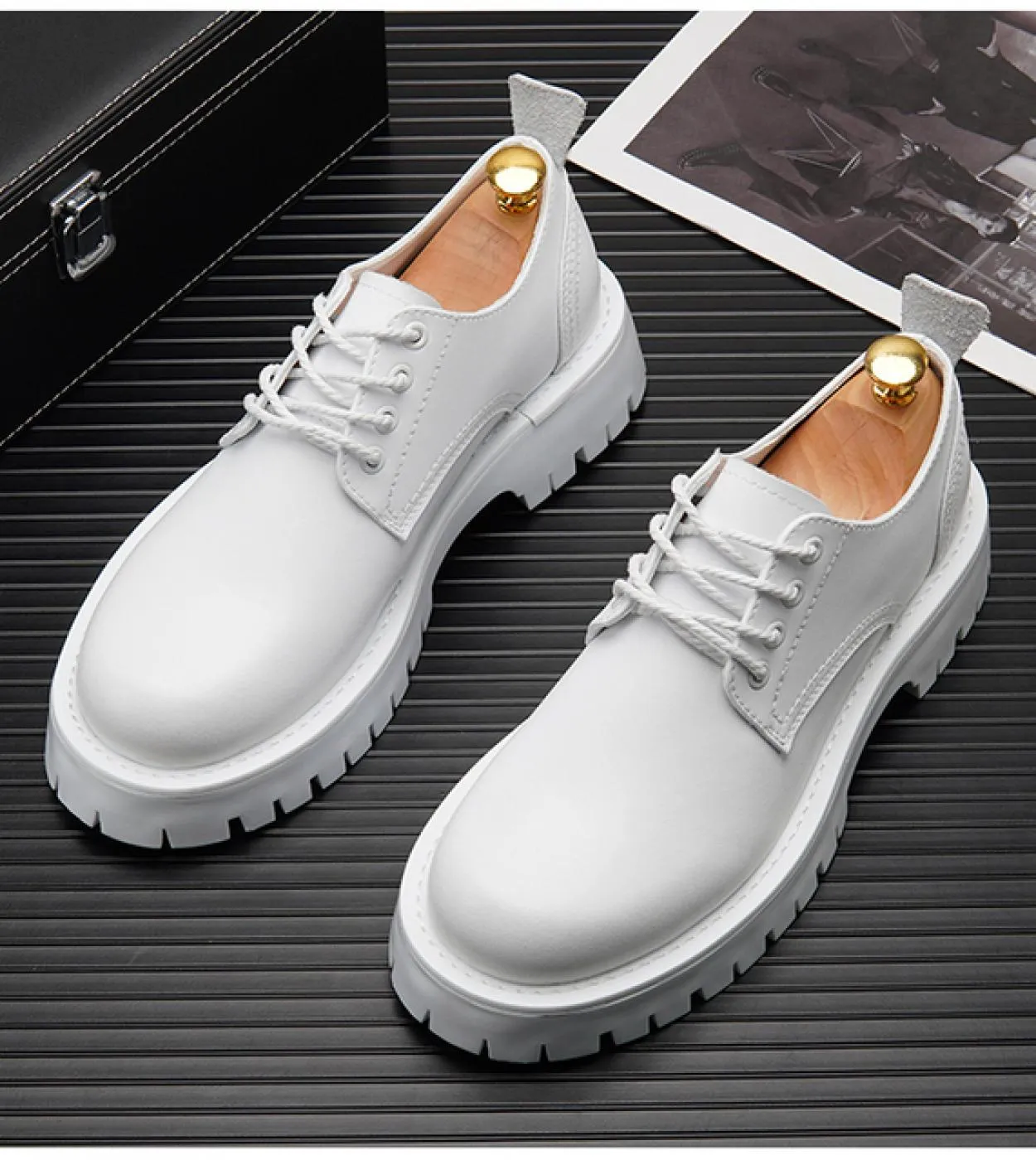 Scarpe da festa con plateau da uomo traspiranti Scarpe eleganti da uomo bianche con suola spessa Scarpe casual da uomo daffari