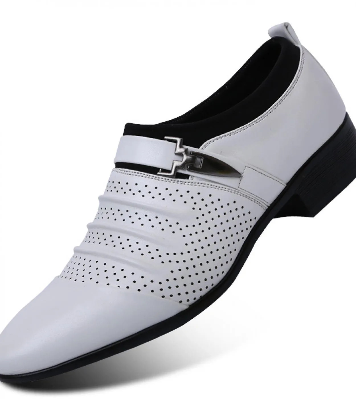 Scarpe da uomo in pelle verniciata bianca nera Scarpe eleganti marroni da uomo Suole bianche estive