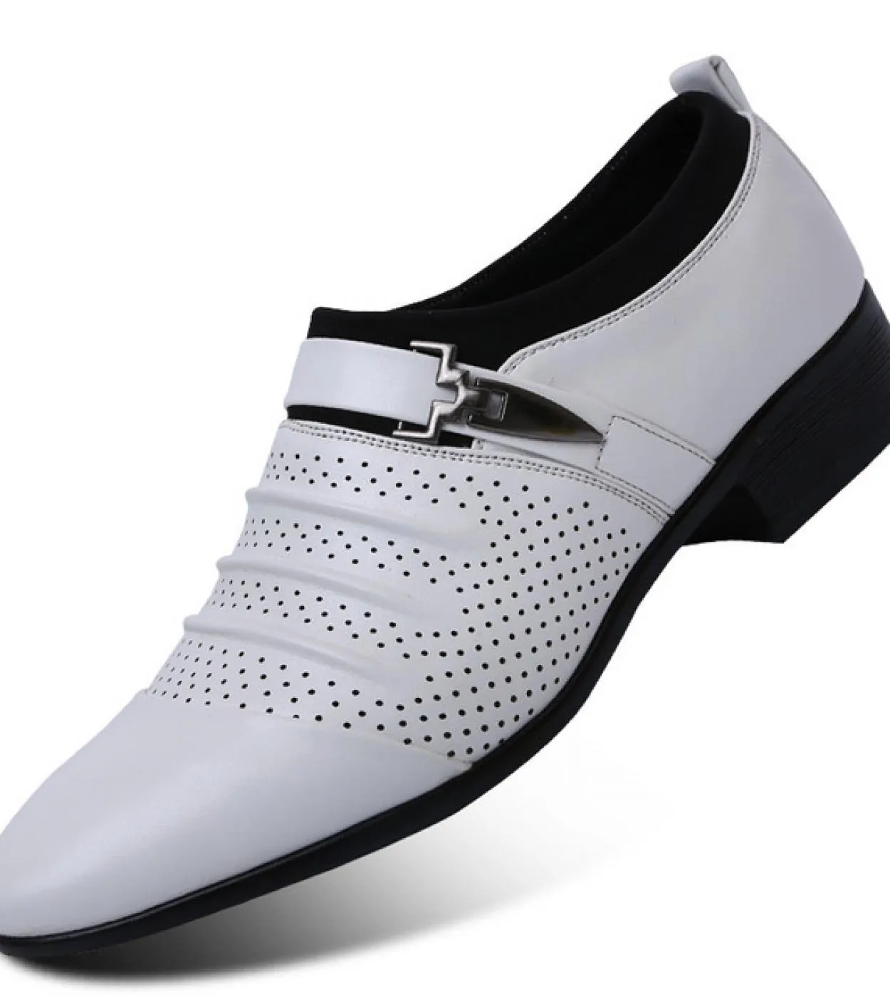 Scarpe da uomo in pelle verniciata bianca nera Scarpe eleganti marroni da uomo Suole bianche estive