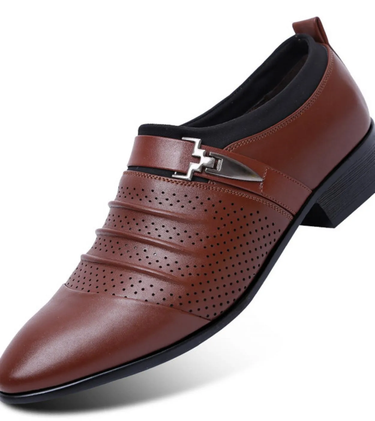 Scarpe da uomo in pelle verniciata bianca nera Scarpe eleganti marroni da uomo Suole bianche estive