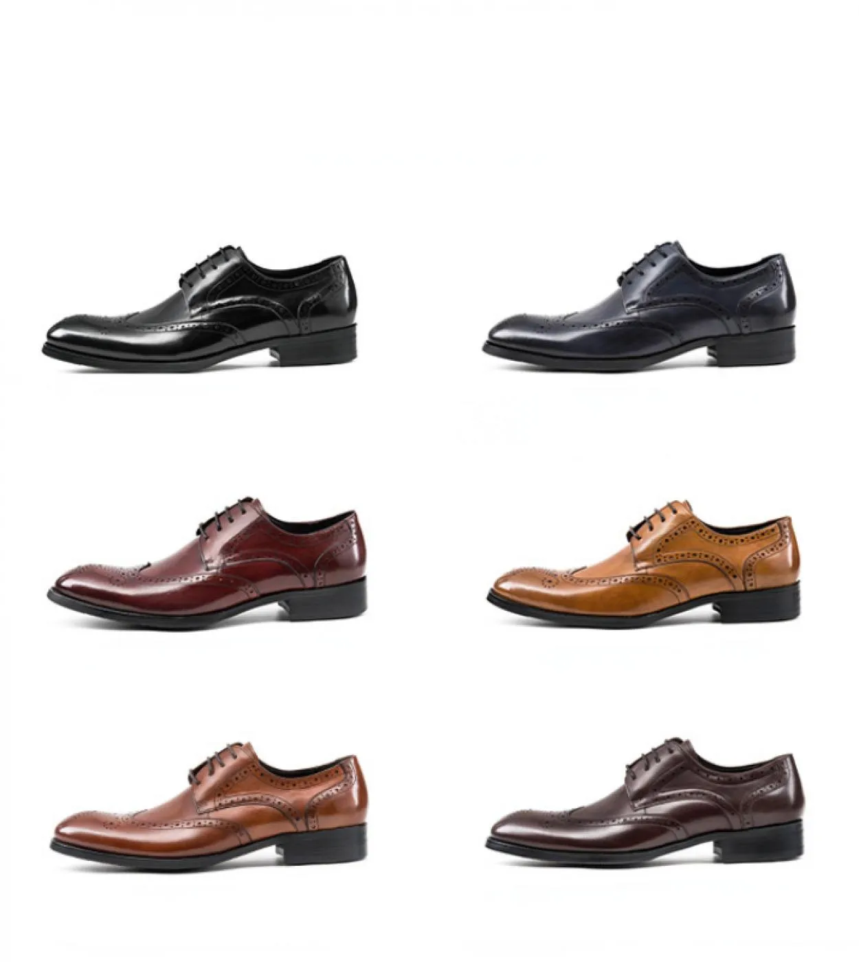 Scarpe eleganti blu per uomo Luxury Genuine Leather Quality Classic New British Trend Mens Bordeaux Brogues Business Weddin