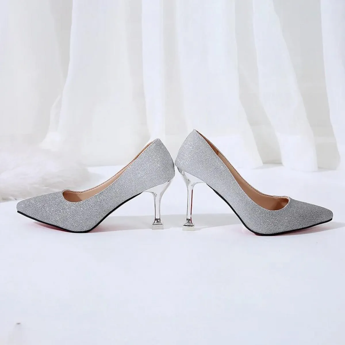 Scarpe eleganti da donna Tacchi di lusso Scarpe da sera a spillo Décolleté da donna con tacco alto Scarpe da festa da donna Glit