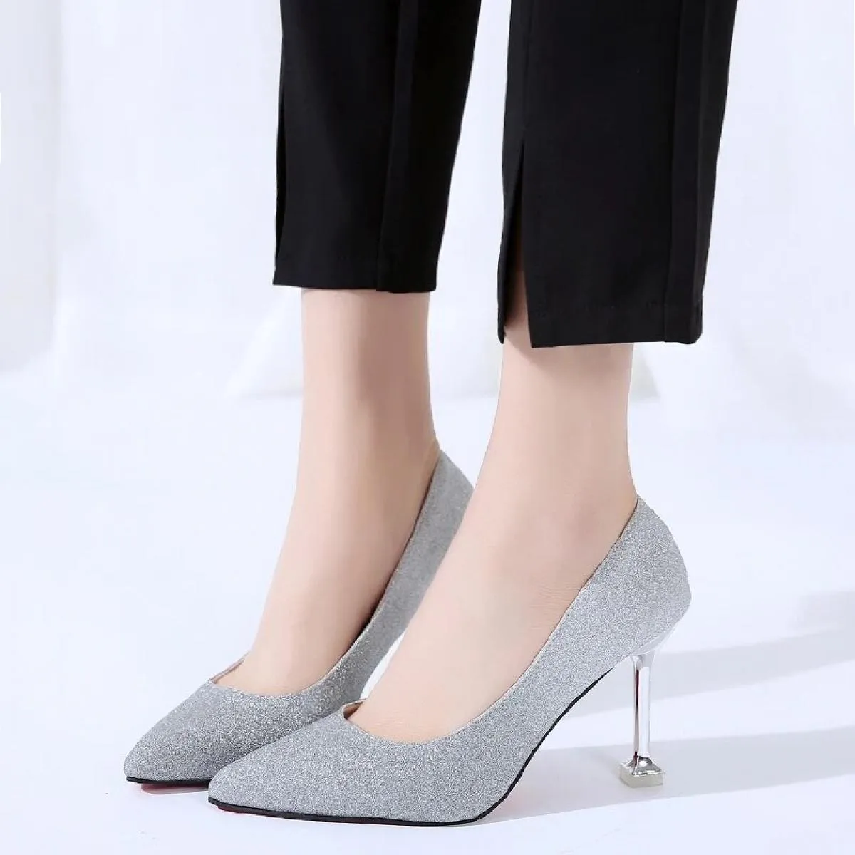 Scarpe eleganti da donna Tacchi di lusso Scarpe da sera a spillo Décolleté da donna con tacco alto Scarpe da festa da donna Glit
