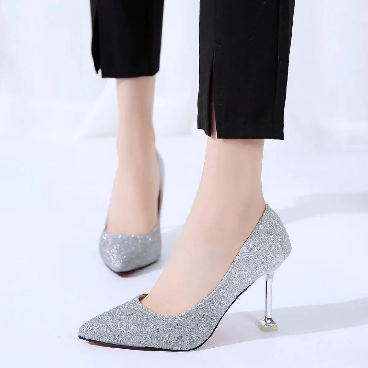 Scarpe eleganti da donna Tacchi di lusso Scarpe da sera a spillo Décolleté da donna con tacco alto Scarpe da festa da donna Glit