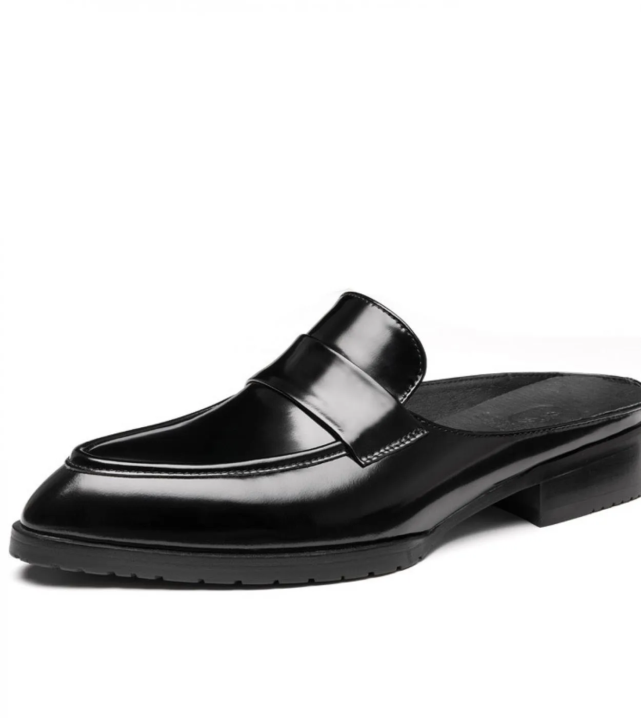 Scarpe eleganti da uomo nere Mezze pantofole Scarpe da ufficio estive da uomo in vera pelle di lusso Sandali casual traspiranti