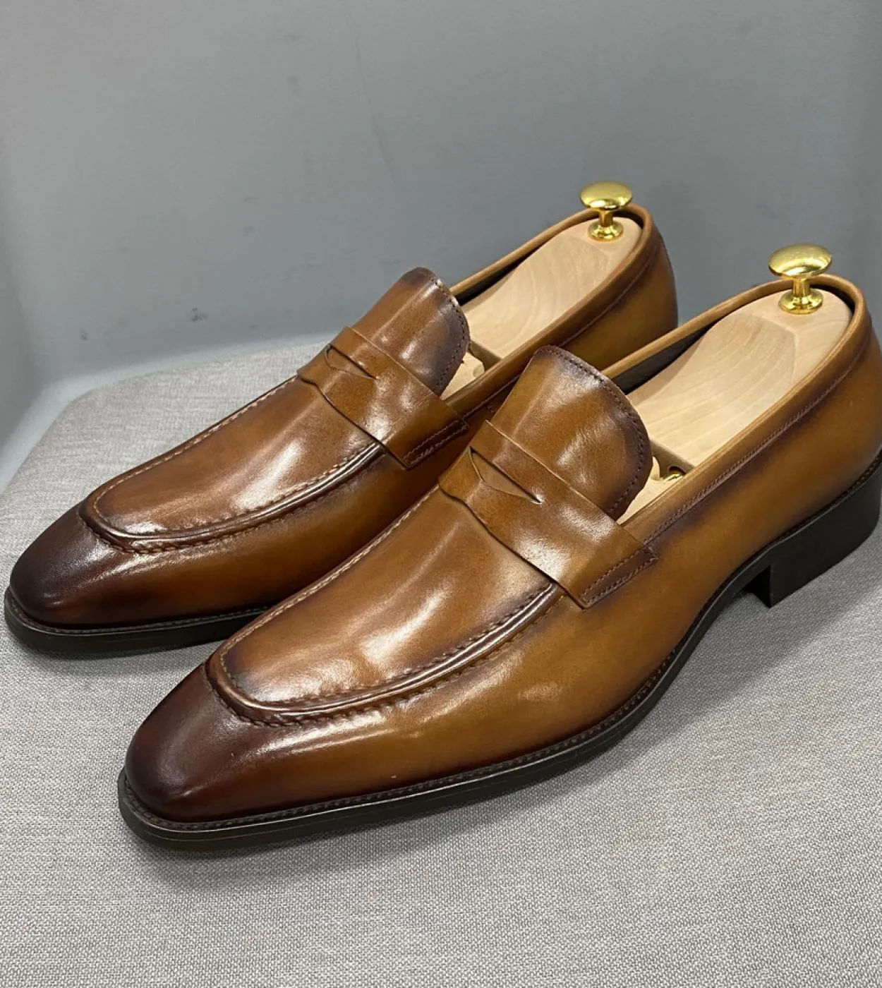 Scarpe eleganti marroni da uomo Slip Scarpe eleganti marroni da uomo Taglia 15 Taglia grande 815 Uomo