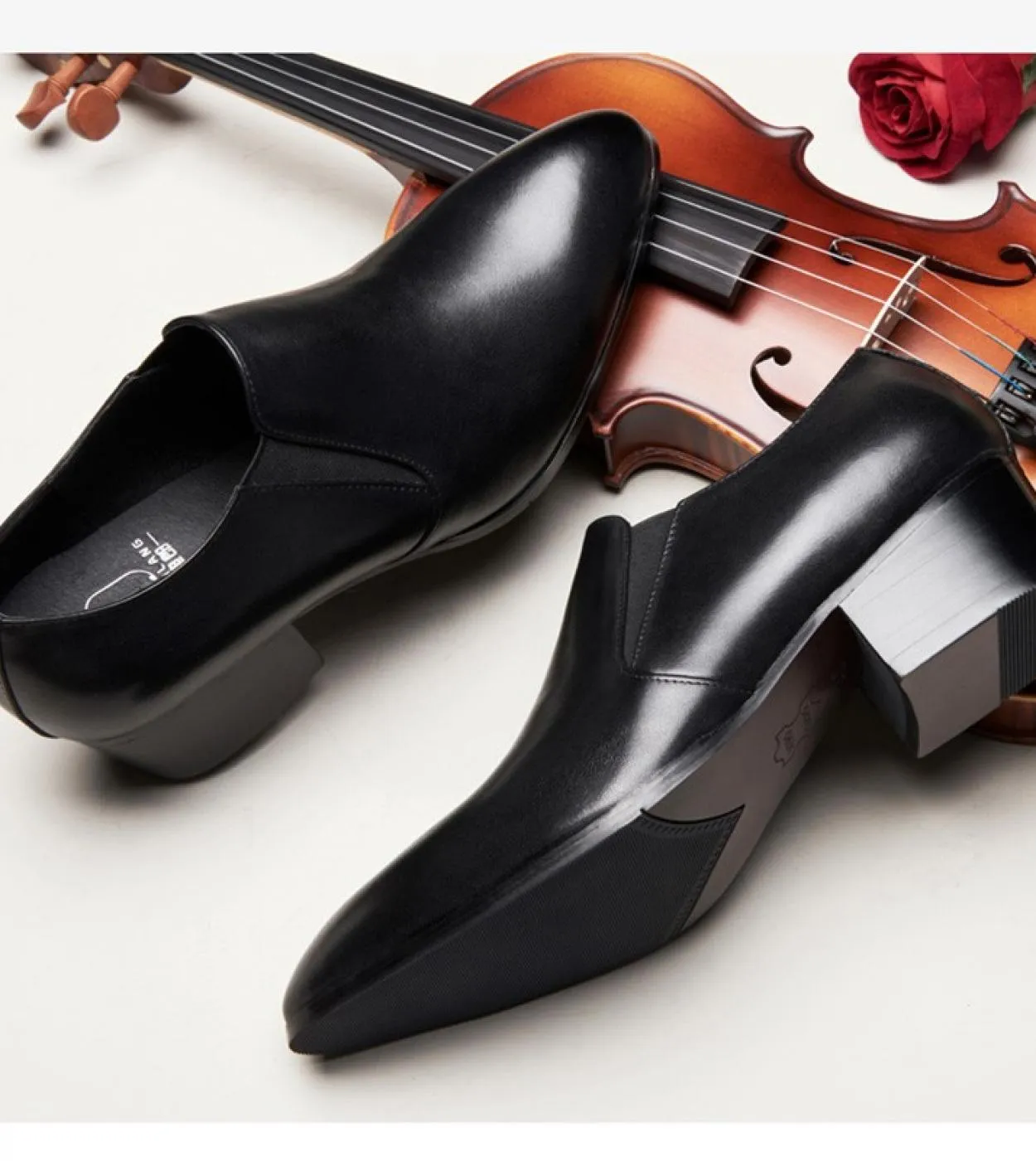 Scarpe eleganti nere da uomo con tacchi alti di lusso in vera pelle stile autunnale nuove scarpe da uomo con altezza sociale