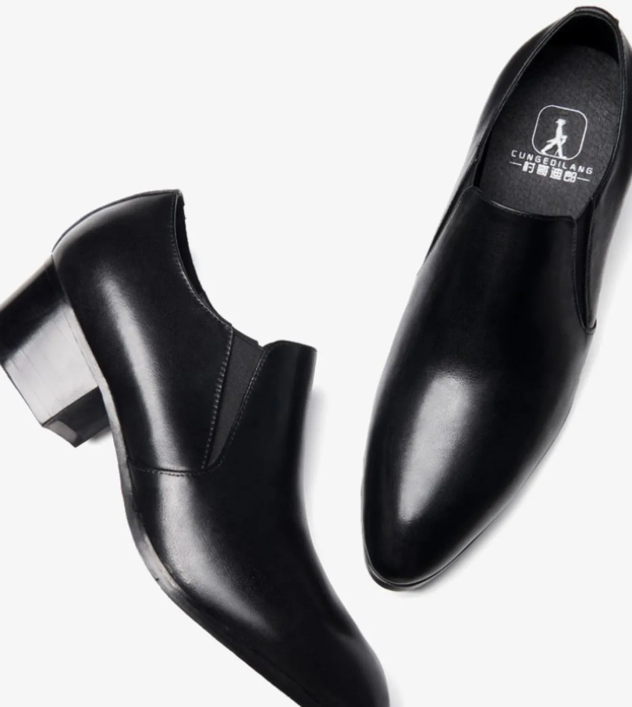 Scarpe eleganti nere da uomo con tacchi alti di lusso in vera pelle stile autunnale nuove scarpe da uomo con altezza sociale