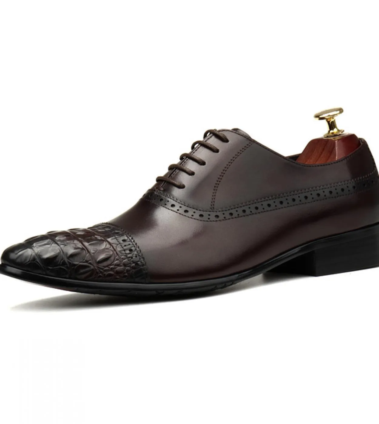 Scarpe eleganti nere da uomo Scarpe da uomo di lusso in vera pelle alla moda con motivo a coccodrillo in pelle verniciata da spo