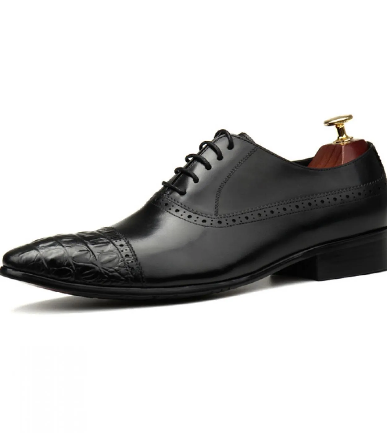 Scarpe eleganti nere da uomo Scarpe da uomo di lusso in vera pelle alla moda con motivo a coccodrillo in pelle verniciata da spo