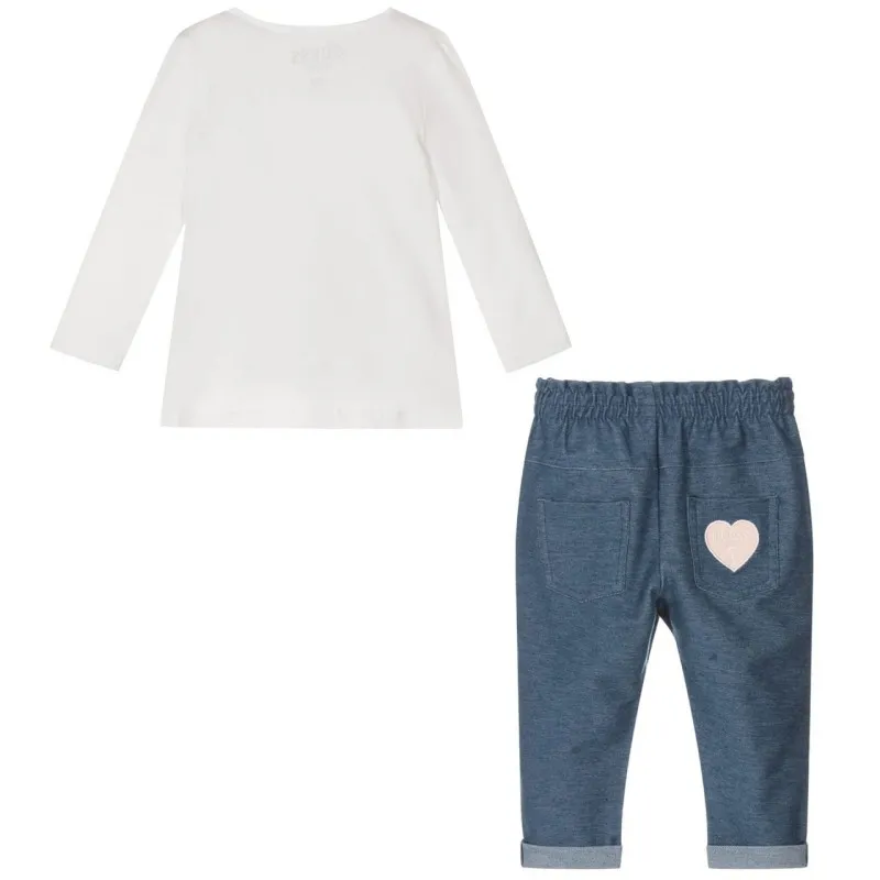 SET LS T-SHIRT+KNIT DENIM PANT PER BAMBINI GUESS