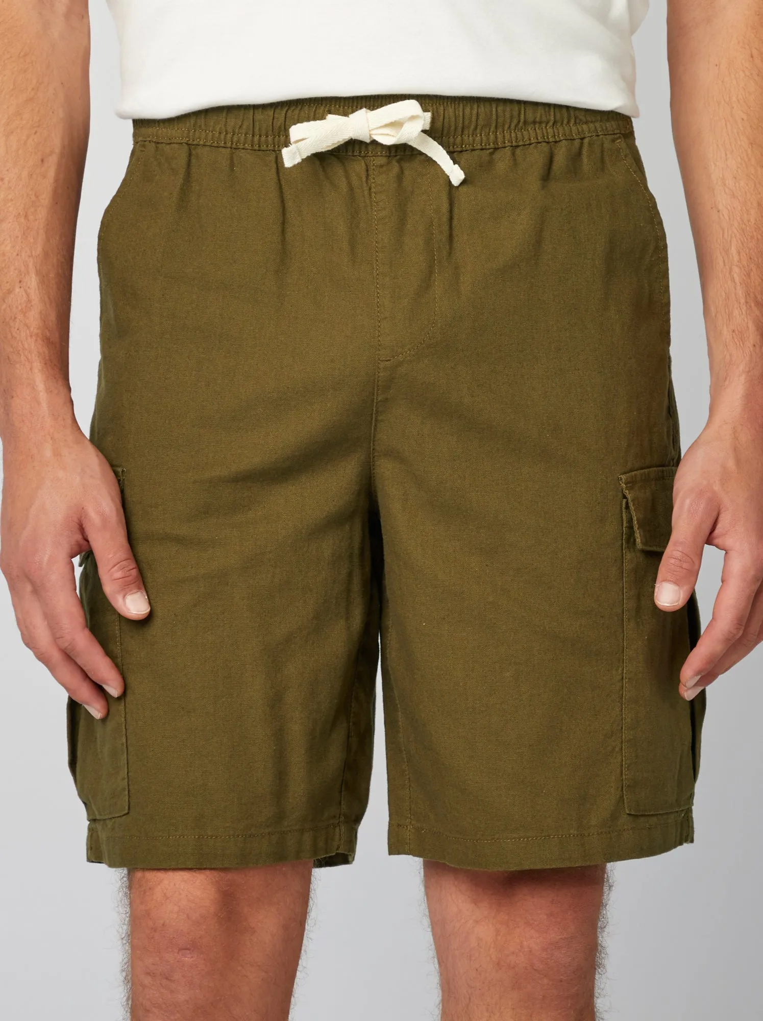 Shorts multitasche in misto lino - KAKI