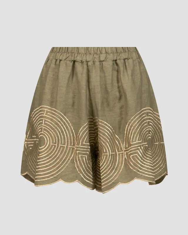 Shorts verdi di lino da donna Kori