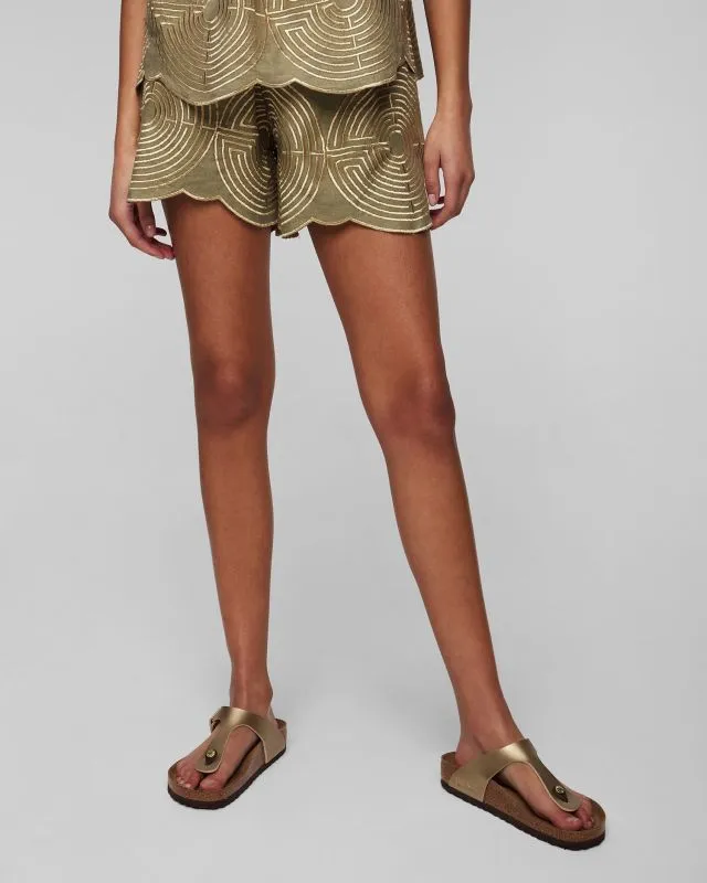 Shorts verdi di lino da donna Kori