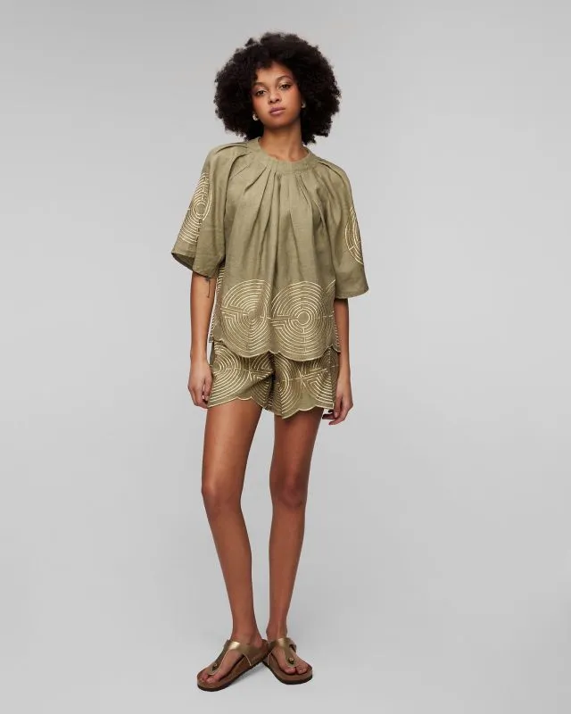 Shorts verdi di lino da donna Kori