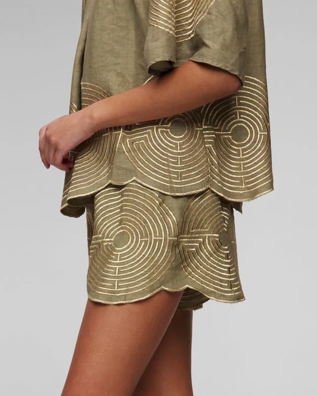 Shorts verdi di lino da donna Kori