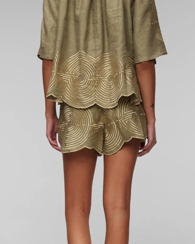 Shorts verdi di lino da donna Kori