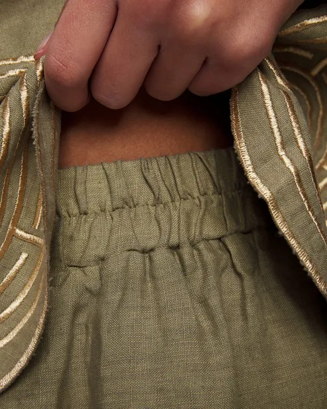 Shorts verdi di lino da donna Kori