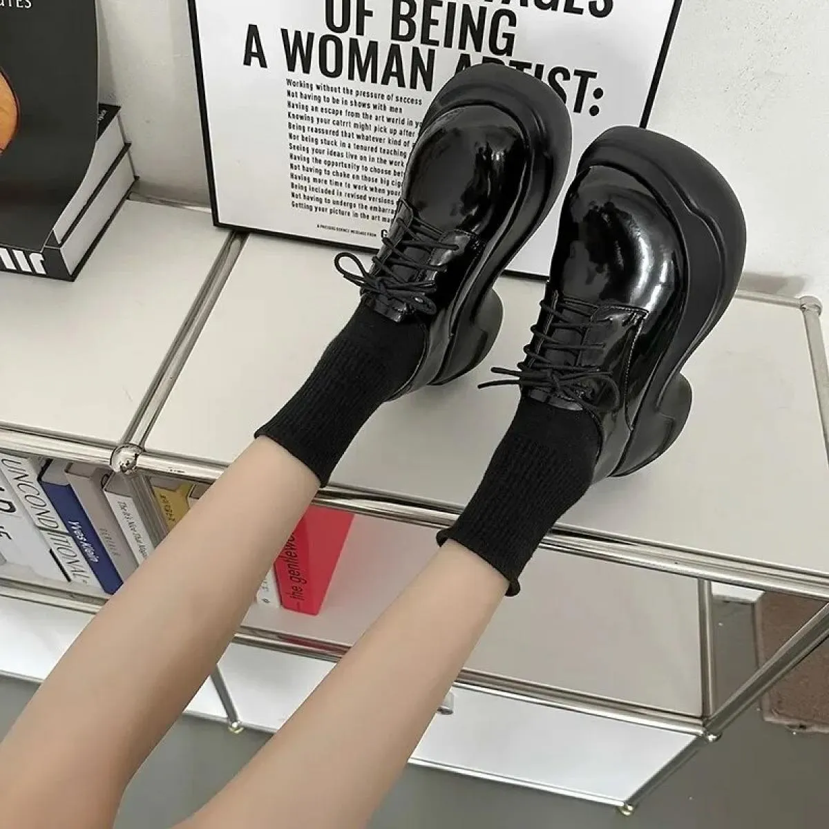 Sneakers robuste da donna autunnali 2024 scarpe con plateau stringate alla moda per donna scarpe da donna durevoli maggiorate al