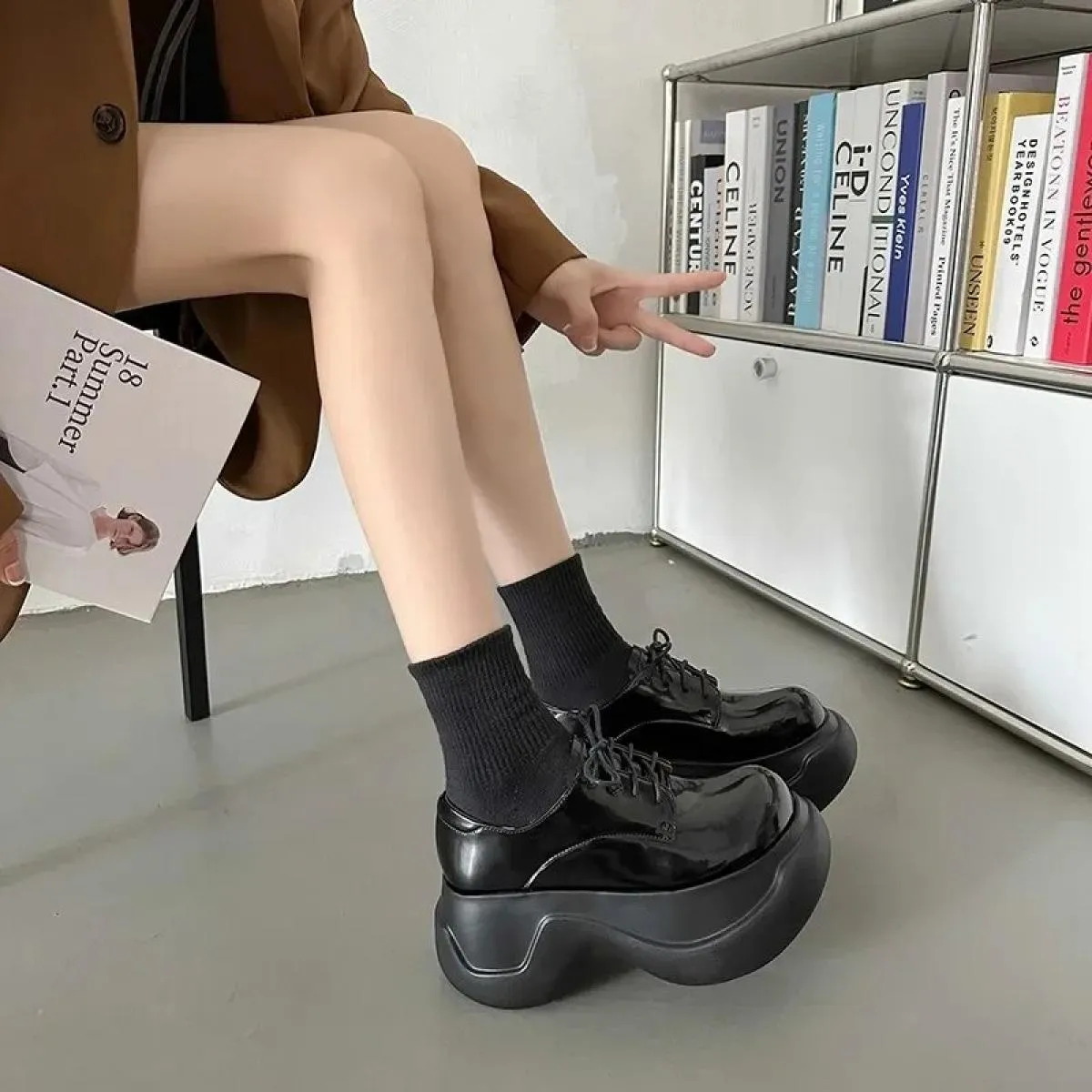 Sneakers robuste da donna autunnali 2024 scarpe con plateau stringate alla moda per donna scarpe da donna durevoli maggiorate al