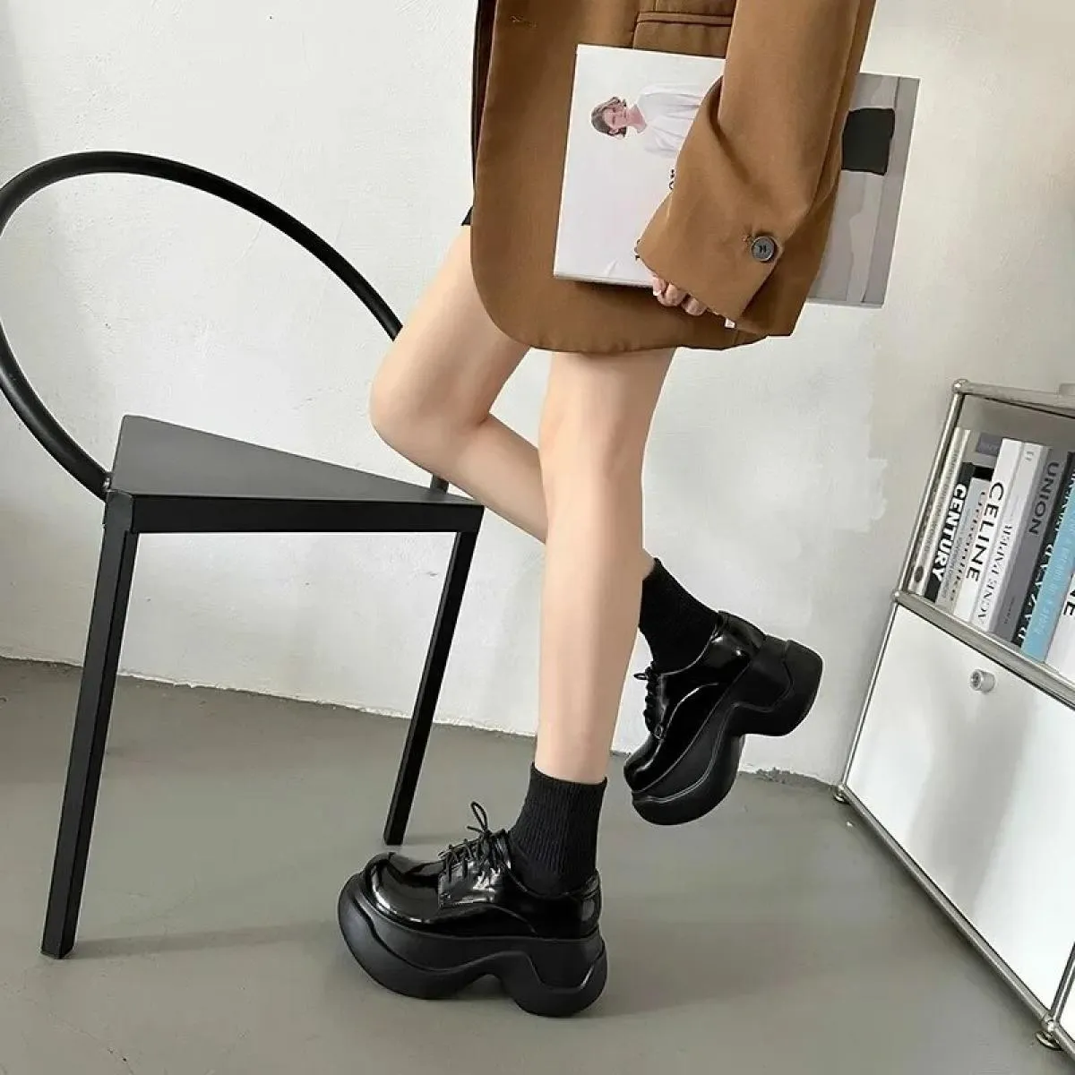 Sneakers robuste da donna autunnali 2024 scarpe con plateau stringate alla moda per donna scarpe da donna durevoli maggiorate al