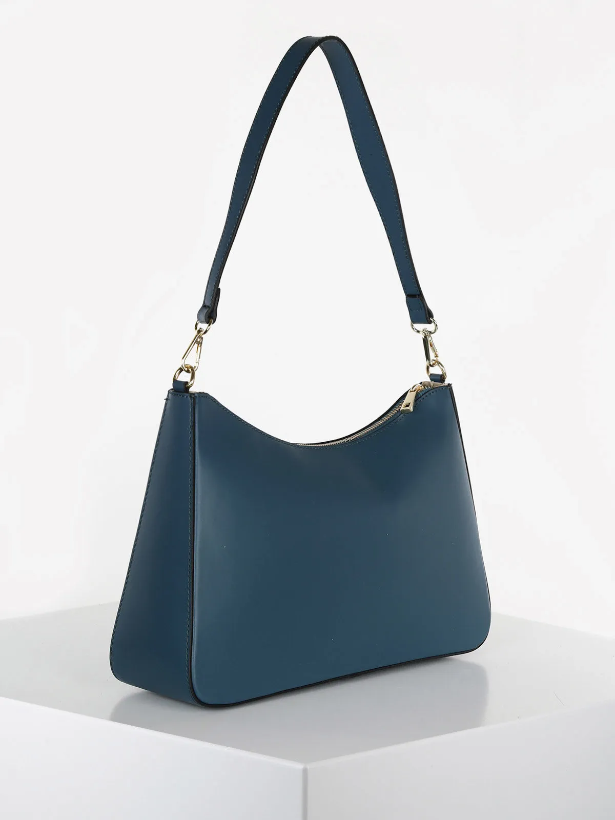 Solada Starre Baguette-Tasche aus echtem Leder