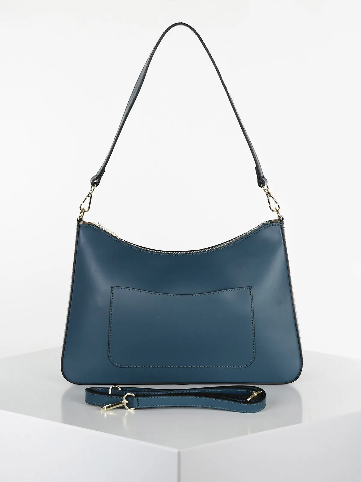 Solada Starre Baguette-Tasche aus echtem Leder
